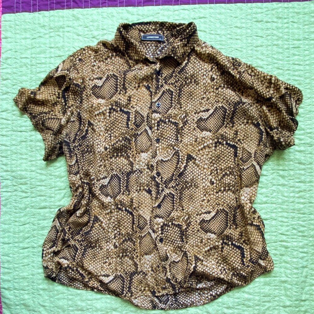 Snake Print Button Down Shirt